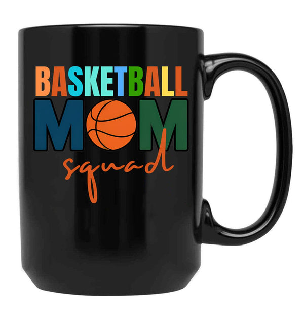 Basketball Mom Squad Black Coffee Mug, Gift Coffee Mug - Black