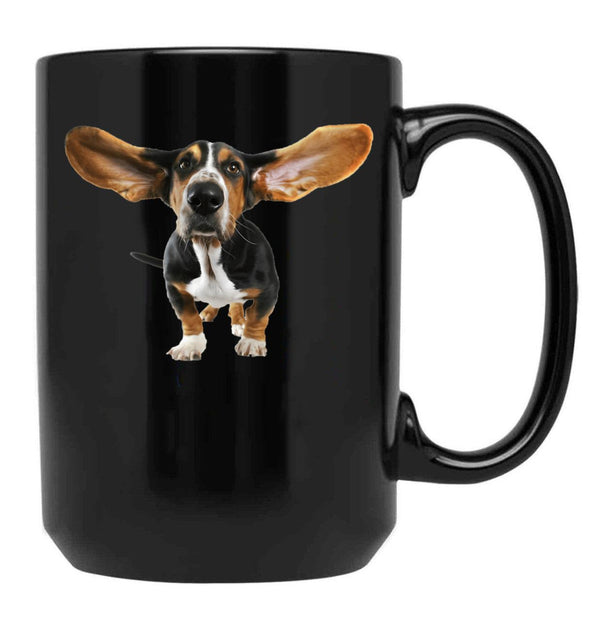 Basset Hound Black Coffee Mug, Gift Coffee Mug - Black