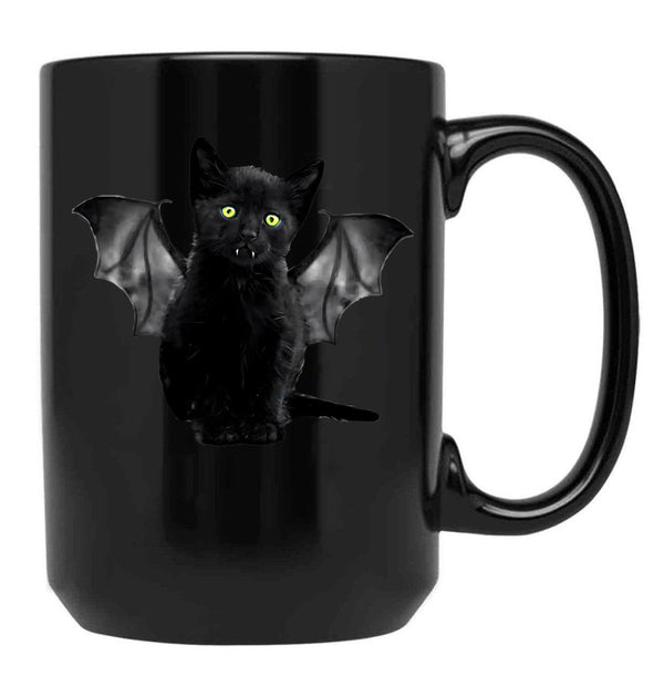 Batcat Black Cat Kitten Bat Funny T-Shirt Black Coffee Mug, Gift Coffee Mug - Black