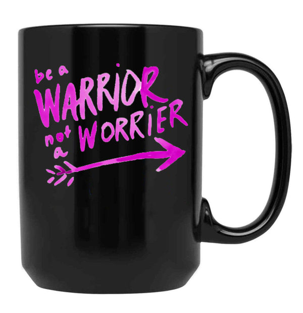 Be A Warrior Not A Worrier - Workout Gym - Empowering Life Quotes - Funny Women'S Workout Tee Running Shirts Funny Gym Shirts Yoga Shirt Coach0 Black Coffee Mug, Gift Coffee Mug - Black