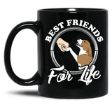 Beagle Lover Design Best Friends For Life Black Coffee Mug, Gift Coffee Mug