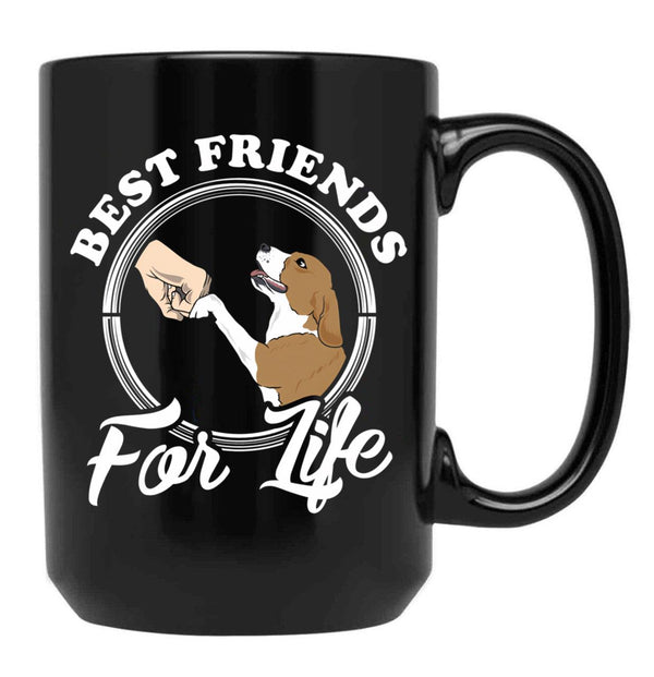 Beagle Lover Design Best Friends For Life Black Coffee Mug, Gift Coffee Mug - Black