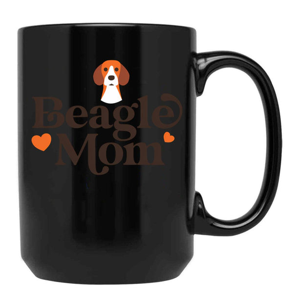 Beagle Mom White Black Coffee Mug, Gift Coffee Mug - Black
