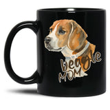 Beagle Mom Black Coffee Mug, Gift Coffee Mug