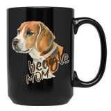 Beagle Mom Black Coffee Mug, Gift Coffee Mug - Black