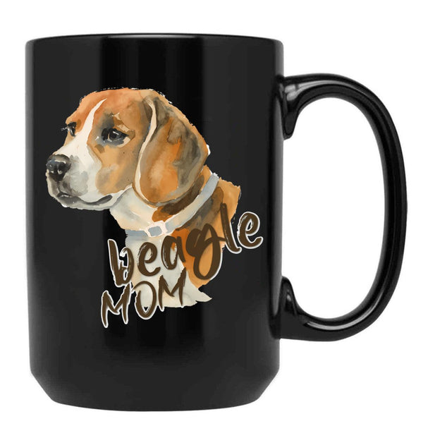 Beagle Mom Black Coffee Mug, Gift Coffee Mug - Black
