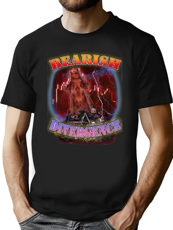 Bearish Divergence Bootleg Design Bootleg Graphic T-Shirt - Black