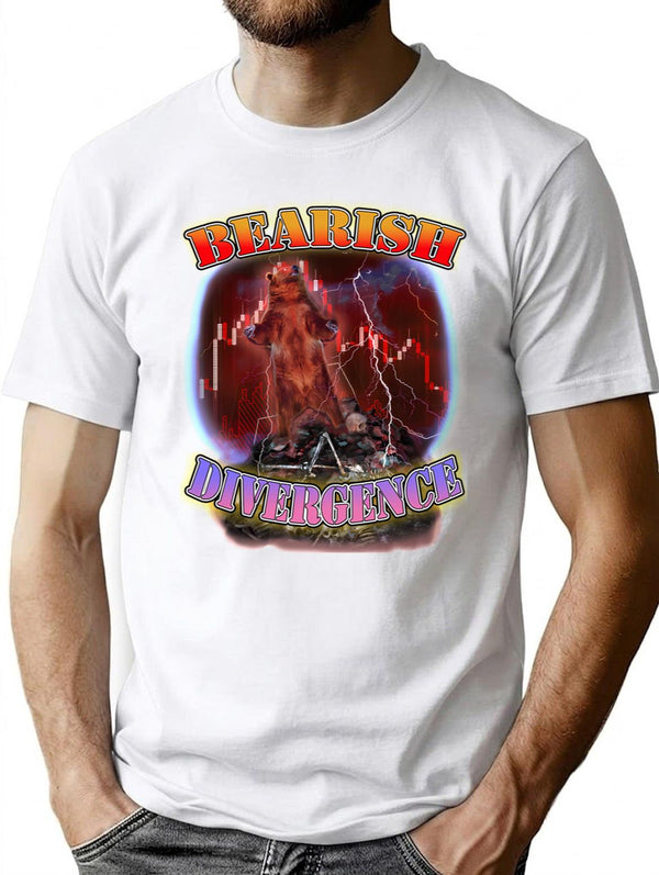 Bearish Divergence Bootleg Design Bootleg Graphic T-Shirt - White