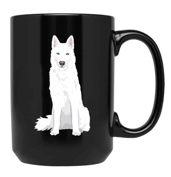 Beautiful White Siberian Husky - Sweet White Snow Dog Black Coffee Mug, Gift Coffee Mug - Black