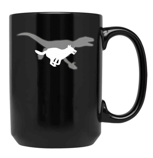 Belgian Malinois Velociraptor Maliraptor Running Shadow Dog Gift Black Coffee Mug, Gift Coffee Mug - Black