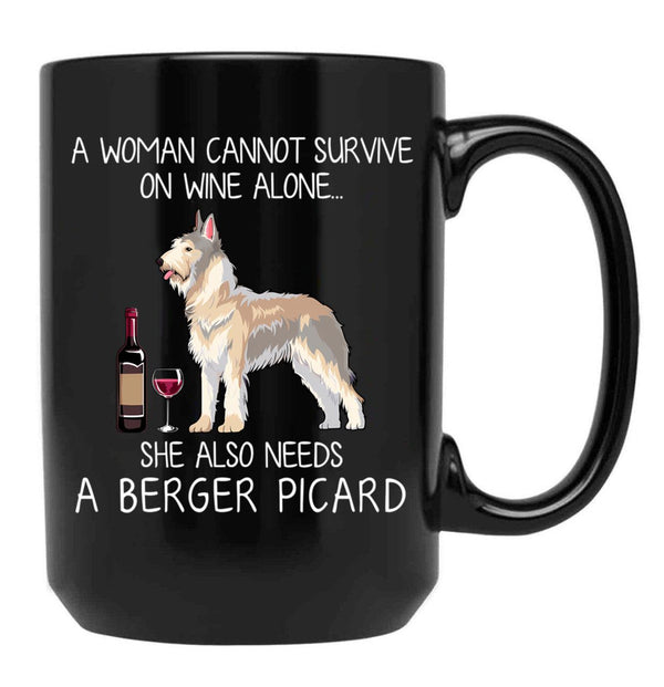 Berger Picard And Wine Funny Dog Black Coffee Mug, Gift Coffee Mug - Black