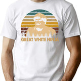 Beverly Hills Design Ninja Film - Great White Ninja Minimalist Graphic T-Shirt - Unisex Streetwear Tee - White