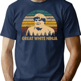 Beverly Hills Design Ninja Film - Great White Ninja Minimalist Graphic T-Shirt - Unisex Streetwear Tee - Navy