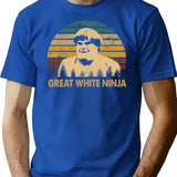 Beverly Hills Design Ninja Film - Great White Ninja Minimalist Graphic T-Shirt - Unisex Streetwear Tee - Blue
