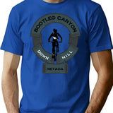 Bootleg Canyon Mtb Track Nevada Mountain Bike Trail Ride Hard Dirt Dust Mud Mountain Bike Dirt Therapy Bootleg Graphic T-Shirt - Blue
