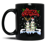 Border Collie Christmas Lights Funny Dog Matching Family Black Coffee Mug, Gift Coffee Mug