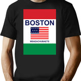 Boston Flag Bootleg Graphic T-Shirt - Black