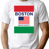 Boston Flag Bootleg Graphic T-Shirt - White