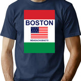Boston Flag Bootleg Graphic T-Shirt - Navy