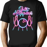 Bowling Shirts - Funny Retro Neon Vintage Style Split Happens Minimalist Graphic T-Shirt - Unisex Streetwear Tee - Black