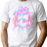 Bowling Shirts - Funny Retro Neon Vintage Style Split Happens Minimalist Graphic T-Shirt - Unisex Streetwear Tee - White