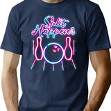 Bowling Shirts - Funny Retro Neon Vintage Style Split Happens Minimalist Graphic T-Shirt - Unisex Streetwear Tee - Navy