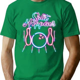 Bowling Shirts - Funny Retro Neon Vintage Style Split Happens Minimalist Graphic T-Shirt - Unisex Streetwear Tee - Green