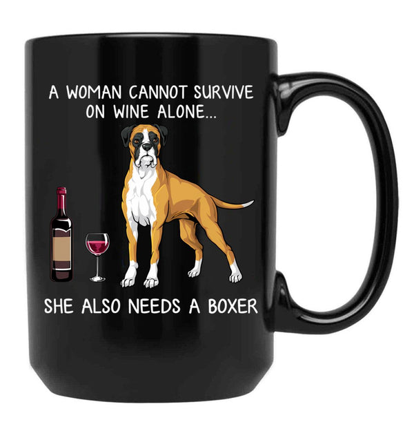Boxer And Wine Funny Dog Black Coffee Mug, Gift Coffee Mug - Black
