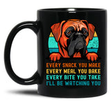 Boxer Dog I'Ll Be Watching You Every Snack You Make Black Coffee Mug, Gift Coffee Mug