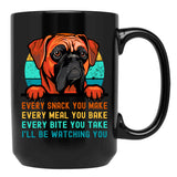 Boxer Dog I'Ll Be Watching You Every Snack You Make Black Coffee Mug, Gift Coffee Mug - Black