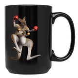 Boxing Kangaroo Australia G'Day Mate Black Coffee Mug, Gift Coffee Mug - Black