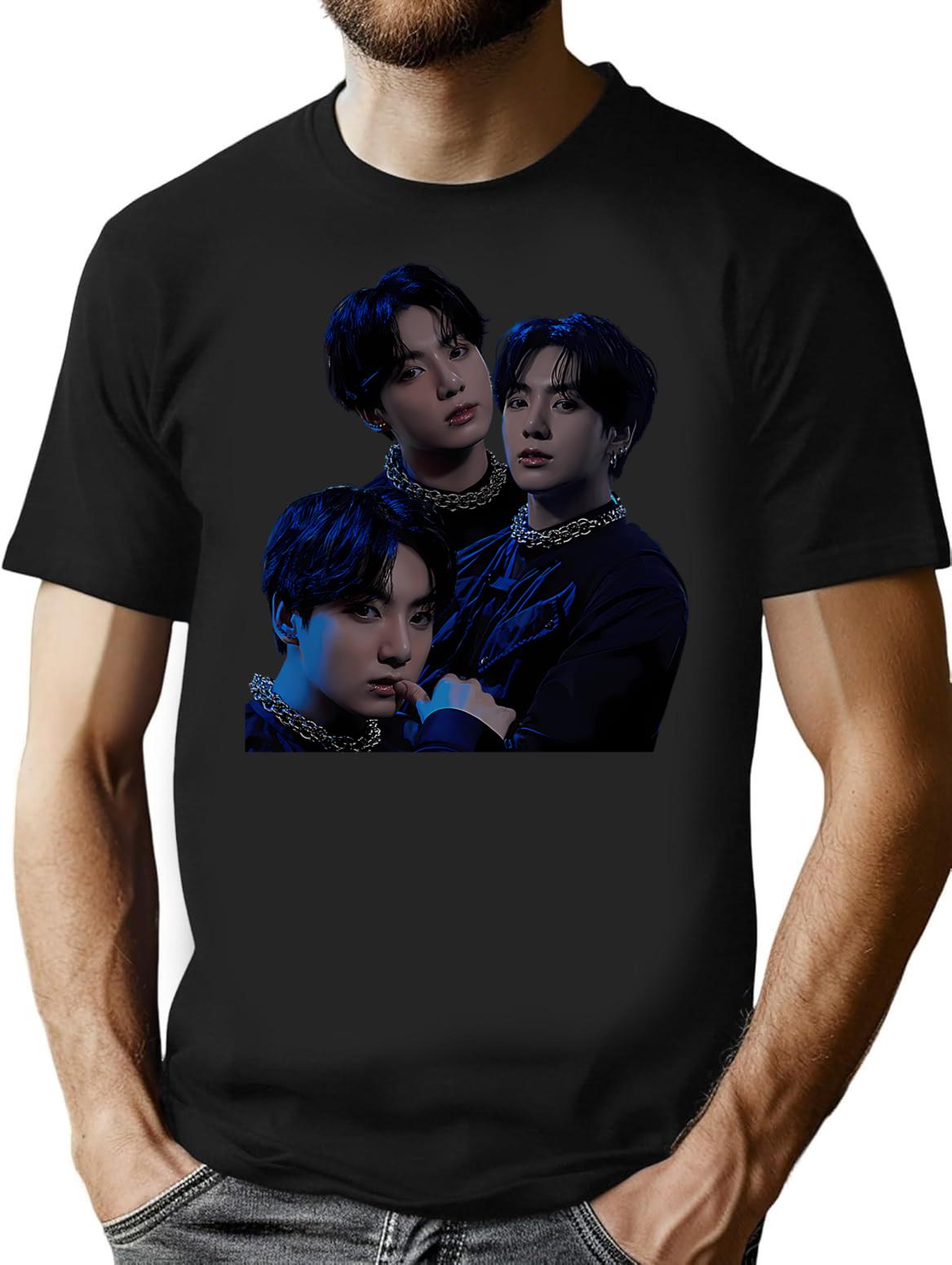 Bts Jungkook Kpop 7Fates Chakho Zeha Bootleg Graphic T-Shirt - Black