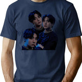 Bts Jungkook Kpop 7Fates Chakho Zeha Bootleg Graphic T-Shirt - Navy