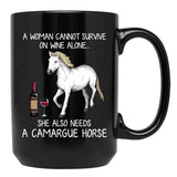Camargue Horse And Wine Funny Horse Black Coffee Mug, Gift Coffee Mug - Black