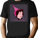 Can I Have My Cake Now Sticker Minimalist Graphic T-Shirt - Unisex Streetwear Tee - Black