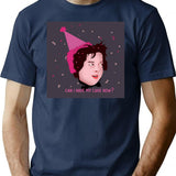 Can I Have My Cake Now Sticker Minimalist Graphic T-Shirt - Unisex Streetwear Tee - Navy