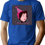 Can I Have My Cake Now Sticker Minimalist Graphic T-Shirt - Unisex Streetwear Tee - Blue