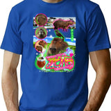 Capybara Bootleg Graphic T-Shirt - Blue