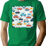 Cars And Clouds Pattern Minimalist Graphic T-Shirt - Unisex Streetwear Tee - Green