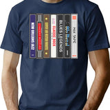 Cassette Stack (Vertical) Bootleg Graphic T-Shirt - Navy