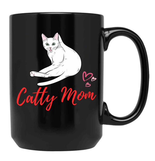 Catty Mom Cat Black Coffee Mug, Gift Coffee Mug - Black