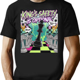 Chess Pieces Game - Kings Safety Is Optional - 90S Chess Chaos Bootleg Graphic T-Shirt - Black