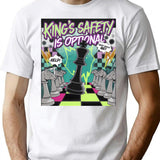 Chess Pieces Game - Kings Safety Is Optional - 90S Chess Chaos Bootleg Graphic T-Shirt - White