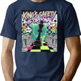 Chess Pieces Game - Kings Safety Is Optional - 90S Chess Chaos Bootleg Graphic T-Shirt - Navy