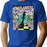 Chess Pieces Game - Kings Safety Is Optional - 90S Chess Chaos Bootleg Graphic T-Shirt - Blue