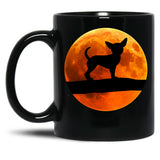 Chihuahua Dog Silhouette Moon Chiwawa Lover Black Coffee Mug, Gift Coffee Mug