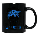 Child Abuse Prevention Warrior Messy Hair Bun Black Coffee Mug, Gift Coffee Mug - Black