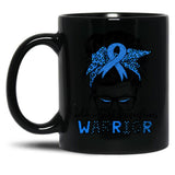 Child Abuse Prevention Warrior Messy Hair Bun Black Coffee Mug, Gift Coffee Mug