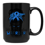 Child Abuse Prevention Warrior Messy Hair Bun Black Coffee Mug, Gift Coffee Mug - Black