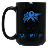 Child Abuse Prevention Warrior Messy Hair Bun Black Coffee Mug, Gift Coffee Mug